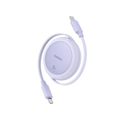 Baseus - Data Cable Free2Pull Mini (P10364500511-01) - Type-C to Type-C, 60W, 1m, Retractable - Nebula Purple foto