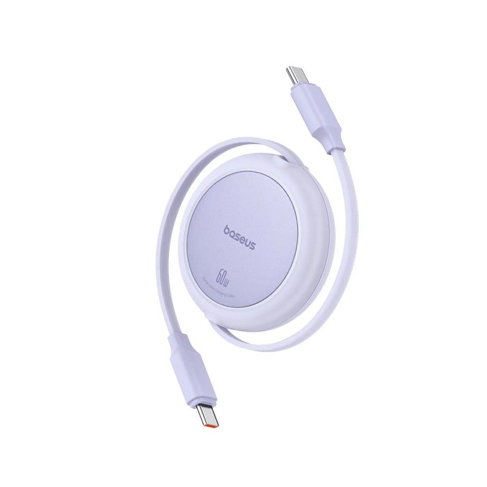 Baseus - Data Cable Free2Pull Mini (P10364500511-01) - Type-C to Type-C, 60W, 1m, Retractable - Nebula Purple
