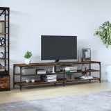 vidaXL Comodă TV, stejar fumuriu, 200x30x50 cm lemn prelucrat și metal