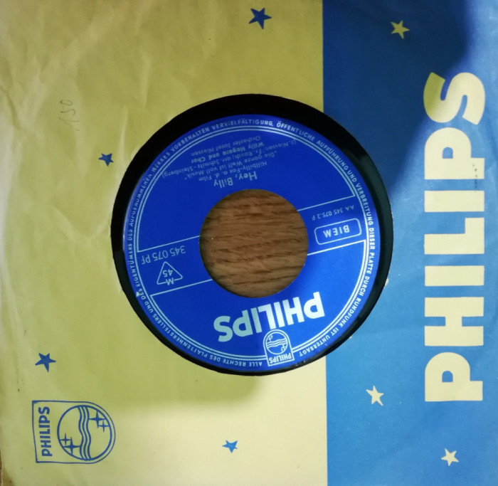 Disc Vinil 7# - Willy Hagara &lrm;&ndash; Hey, Billy -Philips &lrm;&ndash; 345 075 PF