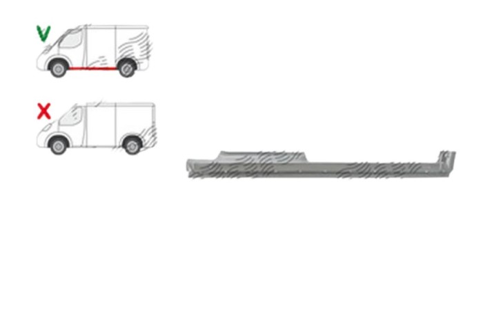 Prag fata FORD TRANSIT/TOURNEO CONNECT (C170), 05.2003-06.2009, modele cu 4 usi, partea stanga,