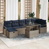vidaXL Set de canapele pentru grădină cu pernă 8 pcs Gri Rattan poli 3359812