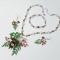 Set unicat bijuterii margele rosu verde, con brad cu bobite rosii ilex