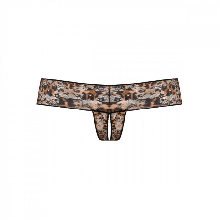 Bikini Crotchless Gigi din Dantela, Animal Print, S/M