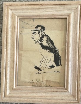 SILVAN, desen &amp;icirc;n tuș / caricatură interbelica 26 x 20 / 17 x 12, Victor Eftimiu foto