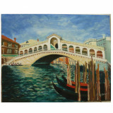 Cumpara ieftin Tablou, Podul Rialto din Venetia, 2016, ulei pe panza, neinramat, 50 x 40 cm, Peisaje, Realism