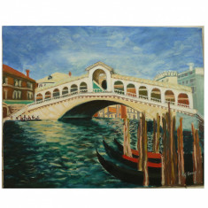 Tablou, Podul Rialto din Venetia, 2016, ulei pe panza, neinramat, 50 x 40 cm