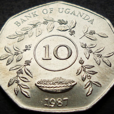 Moneda exotica 10 SHILLINGS - UGANDA, anul 1987 * cod 5116 B = UNC