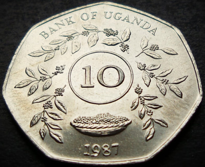 Moneda exotica 10 SHILLINGS - UGANDA, anul 1987 * cod 5116 B = UNC foto