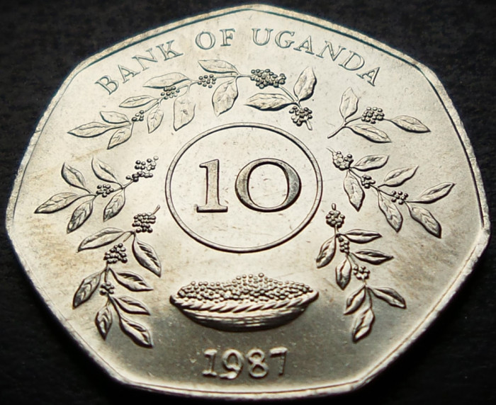 Moneda exotica 10 SHILLINGS - UGANDA, anul 1987 * cod 5116 B = UNC