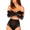 Manusi lungi negre cu margele Stil Cowboy, Obsessive, S-L