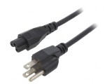 Cablu Alimentare 1m Negru 3x18AWG IEC C5 - NEMA 5-15 7A