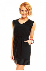 Rochie Casual Neagra cu Buzunare foto