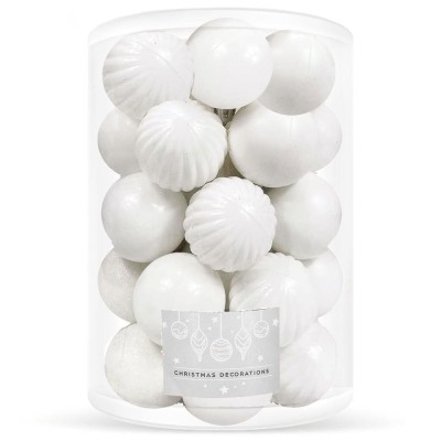 Set globuri de Craciun, 20 bucati, 5 modele, 6cm, alb Household NewTrend foto