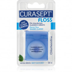 Curasept Dental Floss Waxed Classic ata dentara cu aroma de menta antibacterial 50 m