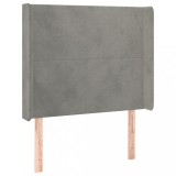 Cumpara ieftin Tablie de pat cu aripioare gri deschis 93x16x118/128 cm catifea