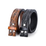 SANSTHS 2 bucăți curele vestice pentru bărbați fără cataramă, curea de cowboy pentru cataramă, curea din piele vestică pentru blugi