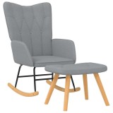 Cumpara ieftin Scaun balansoar cu taburet, gri deschis, textil