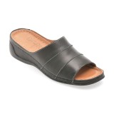 Papuci DR FIT negri, EV2863, din piele naturala