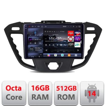 Navigatie Ford Transit 2012-2023 Edotec Kit-845 8 core QLED 2K 16+512 360 Android Waze USB Navigatie Internet Youtube Radio CarStore Technology