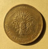 Medalia Concursul National al Graului 1938 . Gravor : E. W. Becker. Diametru : 50 mm . Super pret !!