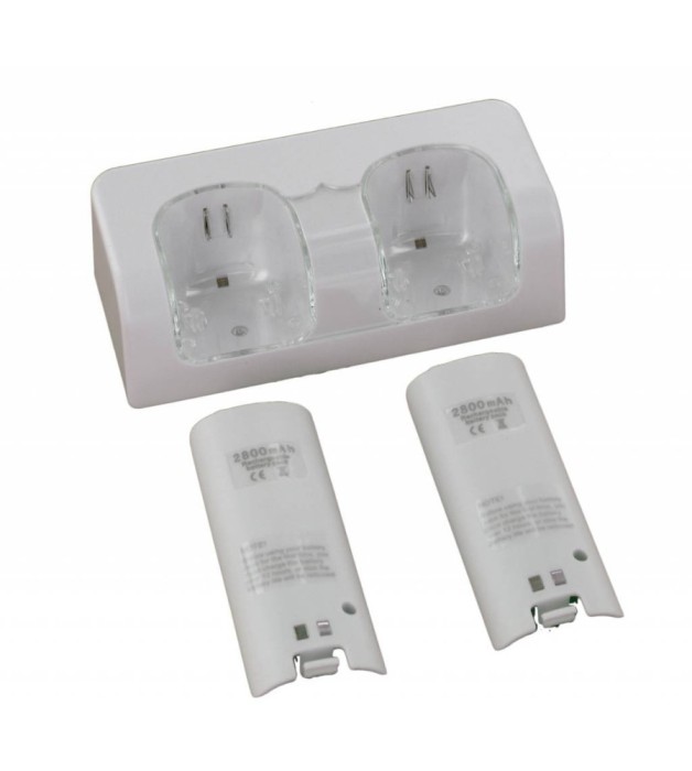 Statie de incarcare + 2 baterii 2800 mAh pentru Wii-Culoare Alb
