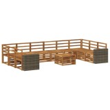 vidaXL Set de canapele de exterior 11 pcs natural Lemn Solid de Acacia 3384935