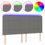 Cumpara ieftin Tablie de pat cu LED, gri inchis, 160x5x118/128 cm, textil