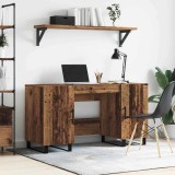 vidaXL Birou cu raft cu ușă Lemn vechi 140 x 50 x 75 cm Lemn compozit