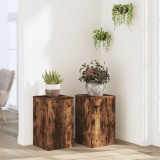 Set 2 Suporturi Plante vidaXL Stejar Fumuriu 30x30x50cm, Interior, Lemn, Maro, Robust, Stabil