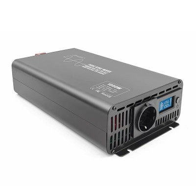 Invertor de putere cu undă sinusoidală pură Techstar&amp;reg;, DC 12V la AC 220V, Afișaj LCD, 1000w, Pretabil Rulota, Autorulota, Camper, Barca, Casa independ foto
