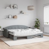 VidaXL Pat de zi cu extensie și saltele, gri deschis, 80x200 cm textil