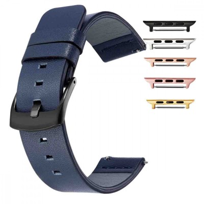 Curea piele naturala, compatibila Apple Watch 9|8|7|6|5|4|3|2|1 Series, 49mm|45mm|44mm|42mm, Blue foto