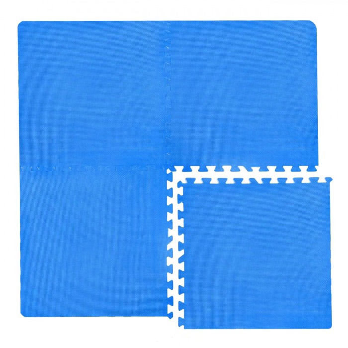 Covoraș Modular Puzzle, Model Universal, Set 4 Bucăți, Culoare Albastru, Dimensiuni 61.5x61.5x1 cm