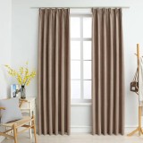 Draperii opace cu c&acirc;rlige, 2 buc., gri taupe, 140 x 175 cm