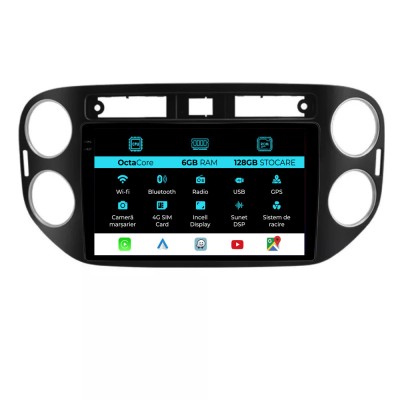 Navigatie Dedicata Volkswagen Tiguan (2011-2016), 9Inch, 6Gb Ram, 128Gb Stocare, Carplay foto