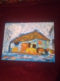 TABLOU PE PANZA CU SASIU NOU 30X 40 CM CASA PRET DOAR 20 LEI
