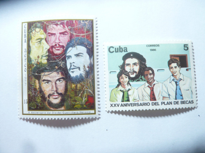 2 Timbre CUBA 1977 si 1986 che Guevara