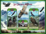 Timbre Gabon 2023: Pasari de Prada, Set Complet Colite + Bloc (3 Imagini) - Colectie Tema Natura, Ornitoring