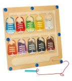Jucarie educationala, Labirint magnetic cu bile, sortare si asociere din lemn, model pantofi