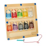 Jucarie educationala, Labirint magnetic cu bile, sortare si asociere din lemn, model pantofi