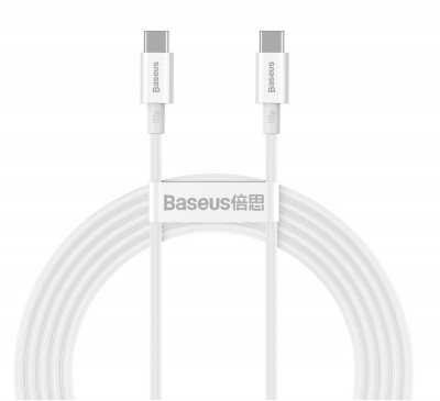 Baseus Superior cablu USB tip C &amp;icirc;ncărcare rapidă 100W 5A 20V 2m alb foto