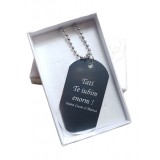 Lănțișor Personalizat Metalic cu Plăcuță Gravată - Textul Tău! Pandantiv Unic, Cadou Ideal, Gravare Față/Spate, Cutie Cadou + Surpriză
