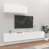 VidaXL Set comodă TV, 3 piese, alb, lemn prelucrat