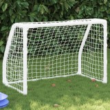 Porti de fotbal de copii 2 buc., cu minge alb 64x35x48 cm metal