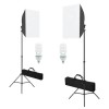 Kit de 2 softboxuri, 2 trepiezi reglabili 200 cm, 2 becuri foto 45W, 2 genti de transport incluse, Dactylion