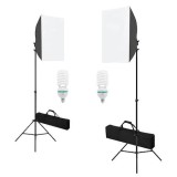 Cumpara ieftin Kit de 2 softboxuri, 2 trepiezi reglabili 200 cm, 2 becuri foto 45W, 2 genti de transport incluse