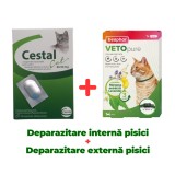 Deparazitare internă pisici, Cestal 1 tabletă + Zgardă purici, căpușe pisici Beaphar Vetopure 35 cm