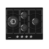 Plita incorporabila Heinner HBH-M452IWFGBK, Aprindere electrica, Gaz, Arzator Wok, Gratar fonta