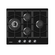 Plita incorporabila Heinner HBH-M452IWFGBK, Aprindere electrica, Gaz, Arzator Wok, Gratar fonta